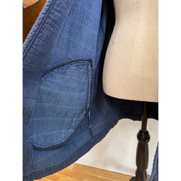 Eileen Fisher Navy Blue Cotton Jacket Long Blazer Size M Lightweight Coat M - Picture 4 of 10